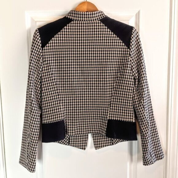 White House Black Market Houndstooth Full Zip Blazer Jacket - Picture 2 of 8